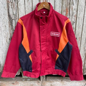 Japanese ENEOS Red Workwear Jacket – Colorblock Uniform Style