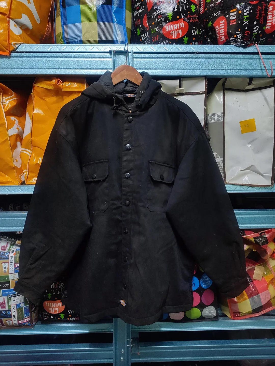 Vintage Y2K Dickies Black Hooded Work Jacket – Heavyweight Cotton