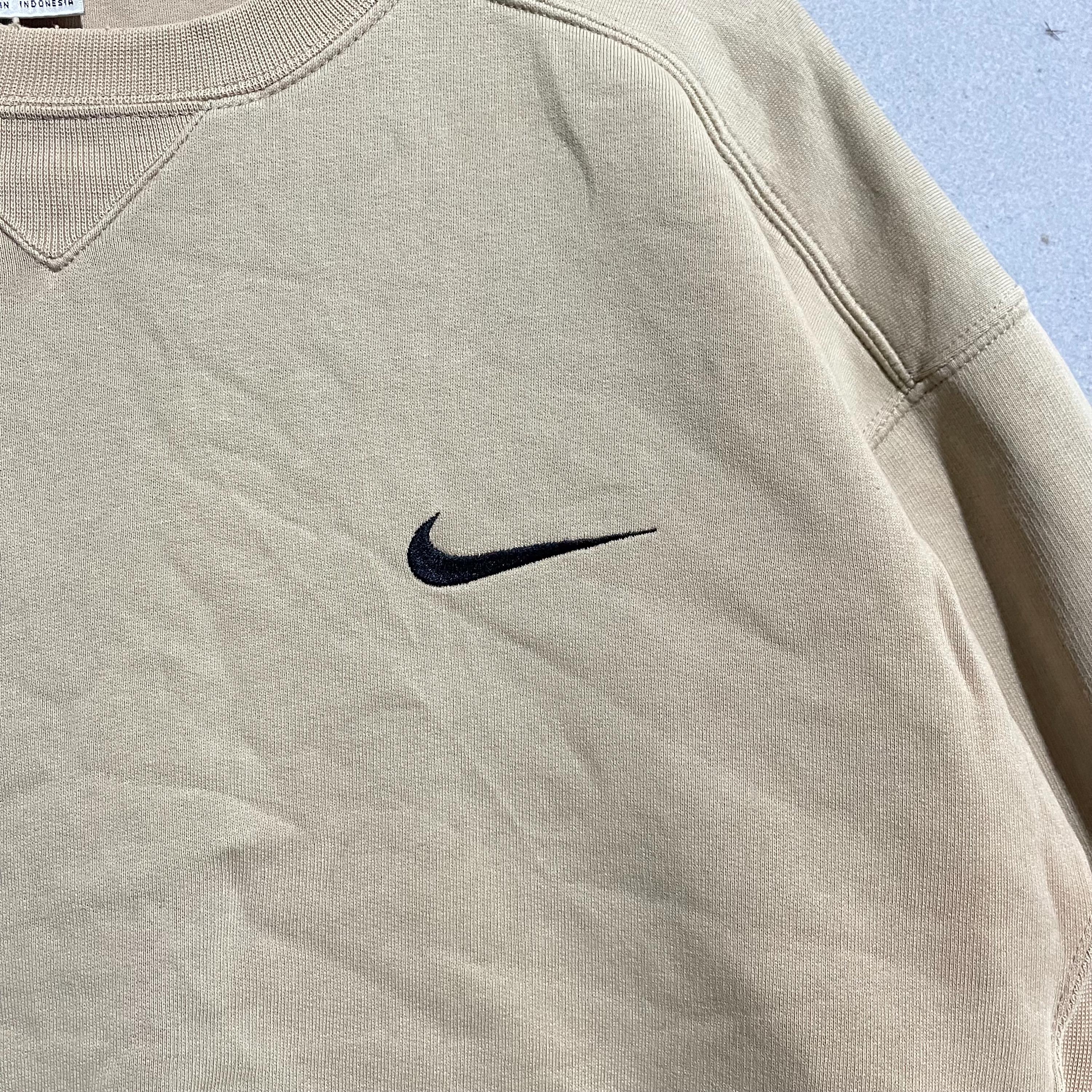 Vintage 90s Nike Small Swoosh Crewneck Sweatshirt (beige, Made in
