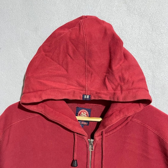 Vintage Soul Break Embroidered Red Zip Hoodie – Y2K Streetwear