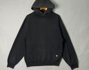Vintage Black Russell Athletic Hoodie , Heavyweight, Classic 90s