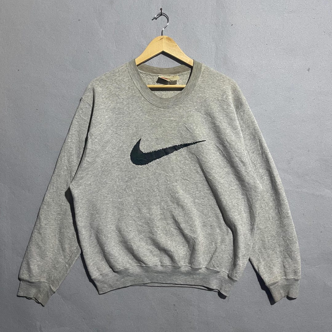 Vintage 1990s Nike Swoosh Crewneck Sweatshirt Grey - Etsy Israel
