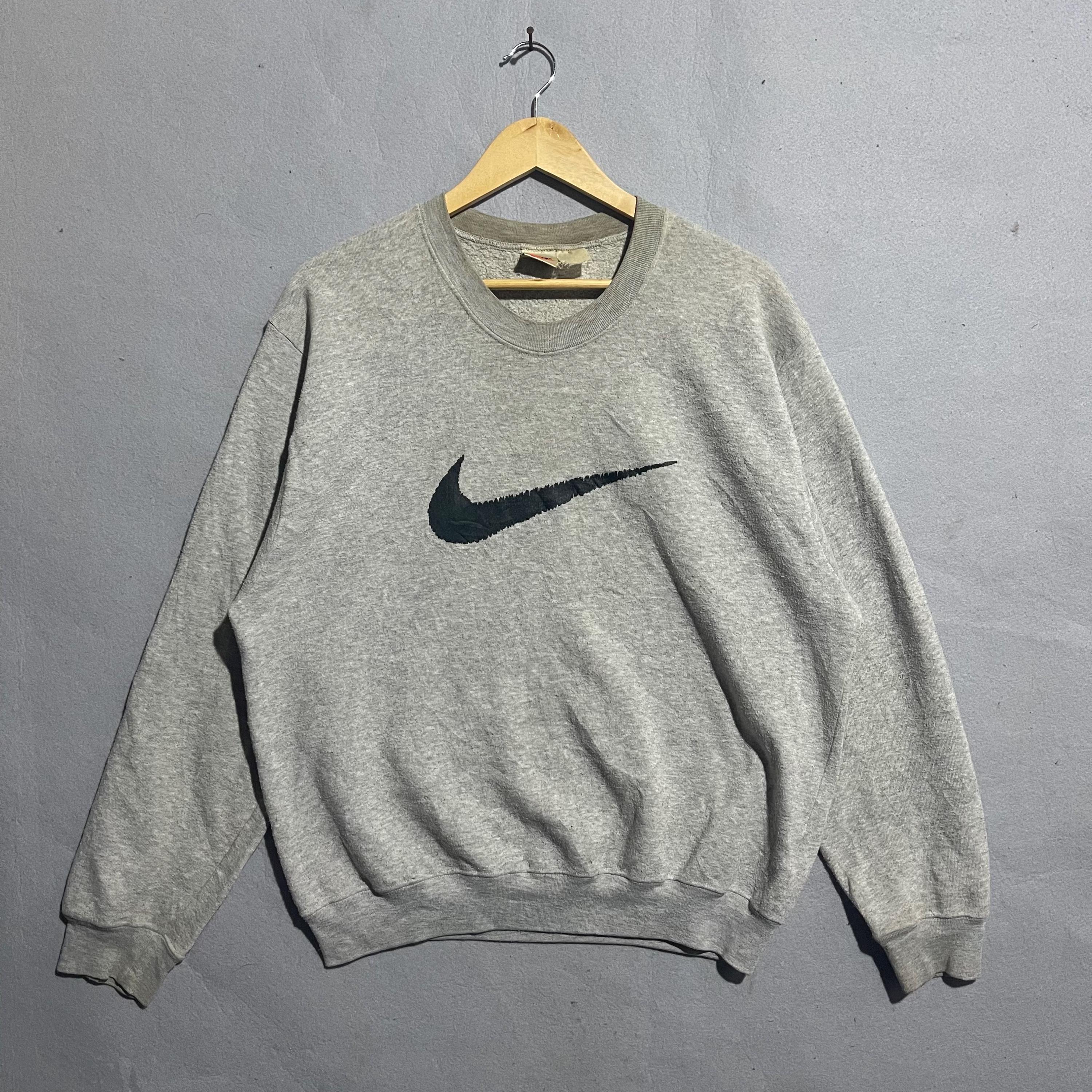 Vintage 1990s Nike Swoosh Crewneck Sweatshirt Grey - Etsy Israel