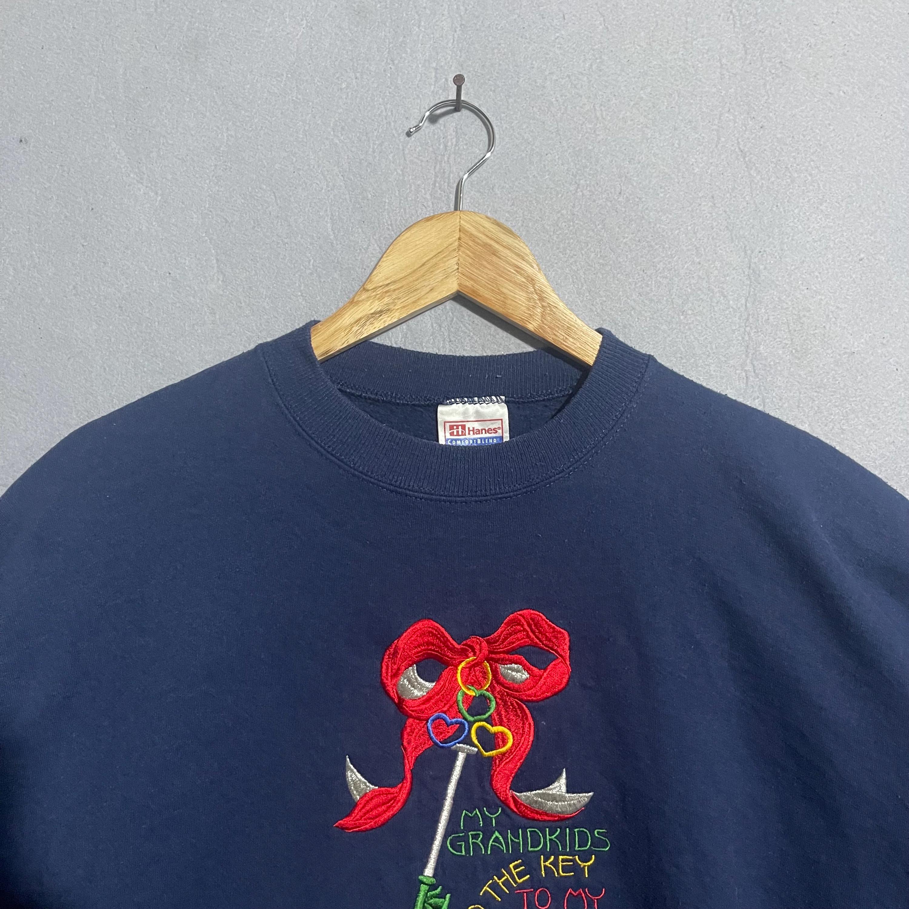 90年代ヴィンテージのHanesスウェットシャツ「私の孫たちが私の心の鍵 