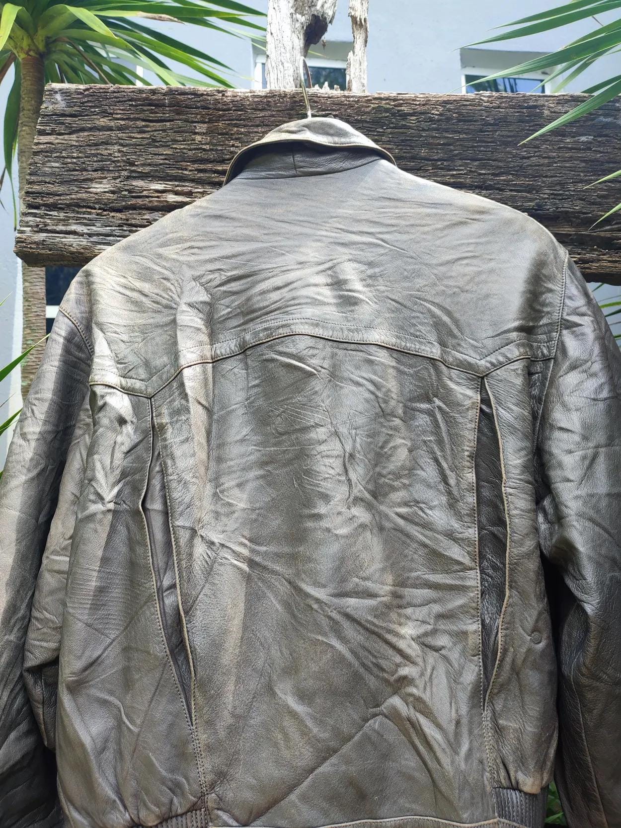 Vintage Olivier Massuger Paris Distressed Lambskin Leather Moto 