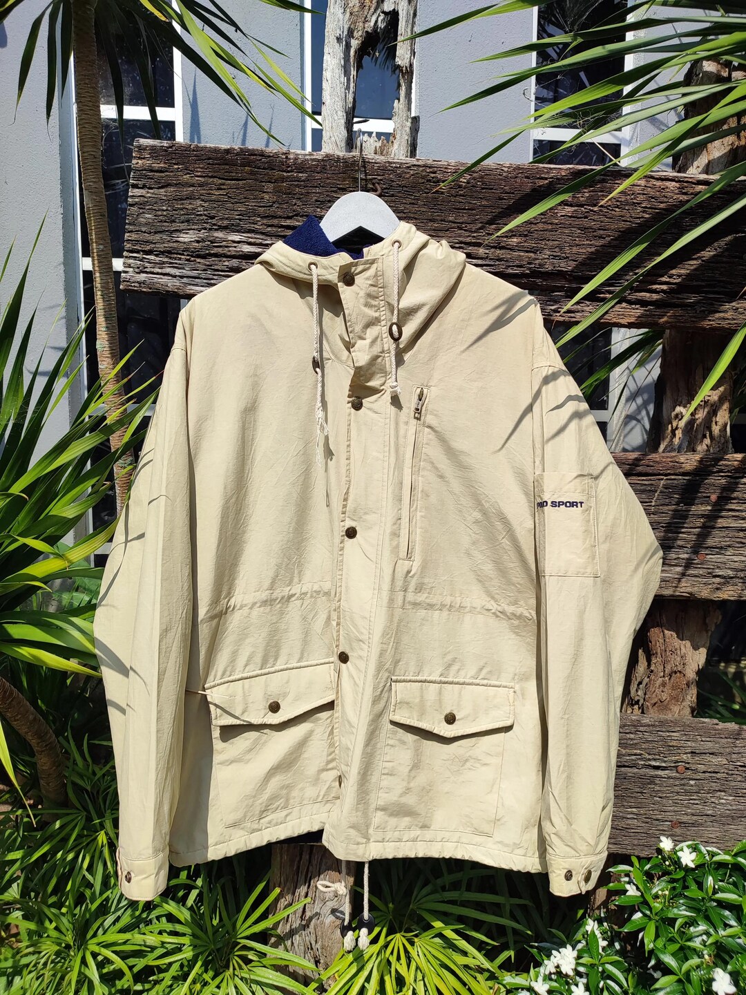Vintage Polo Sport Sportsman Ralph Lauren Hooded Jacket – Beige