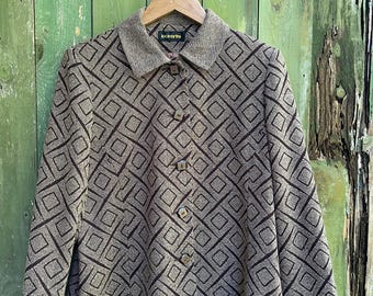 Kurtka Vintage Leomanina Geometryczna Mieszanka Wełny – Lata 90.