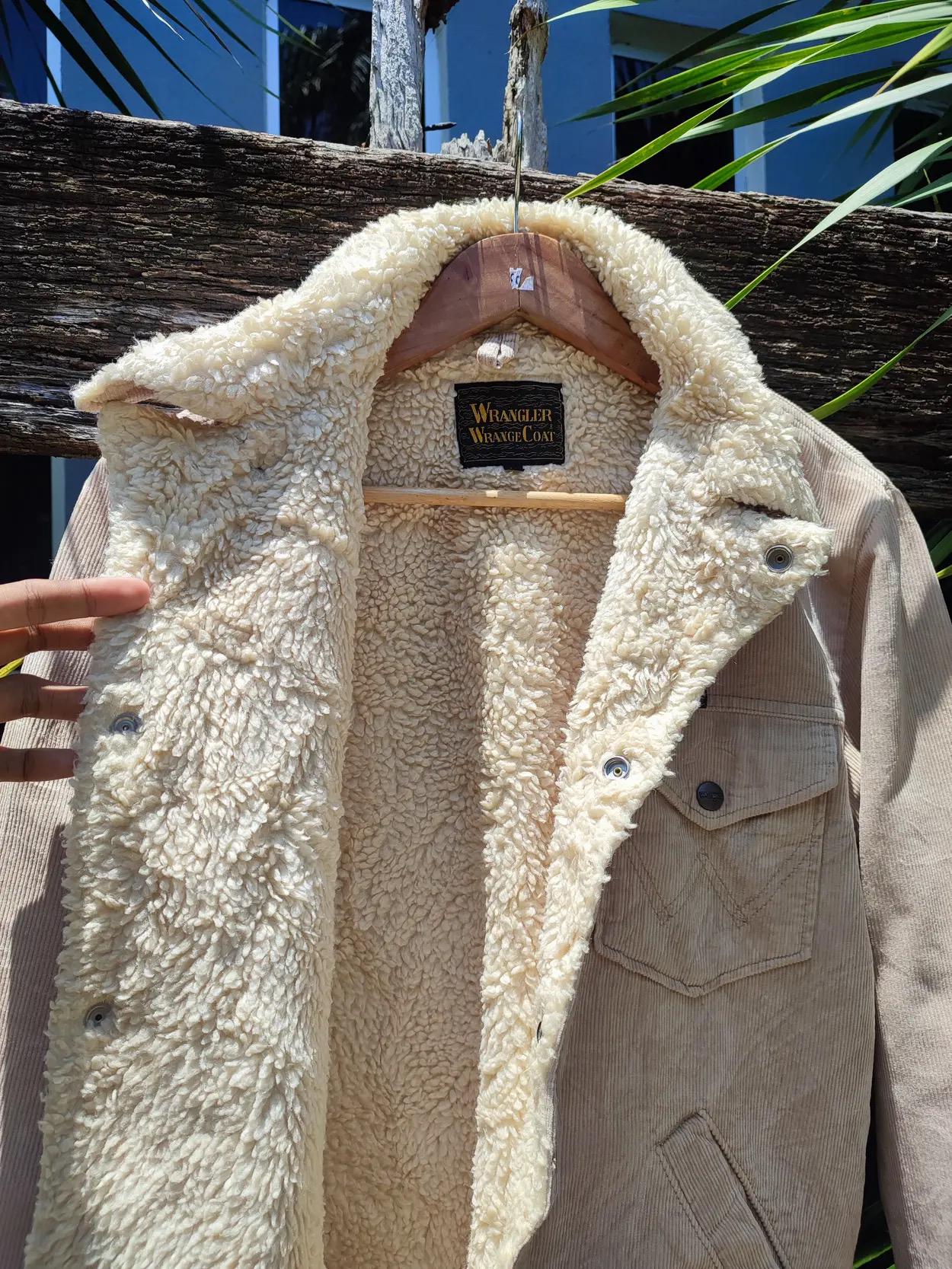 Vintage Wrangler Wrange Coat Sherpa-lined Corduroy Jacket – Beige