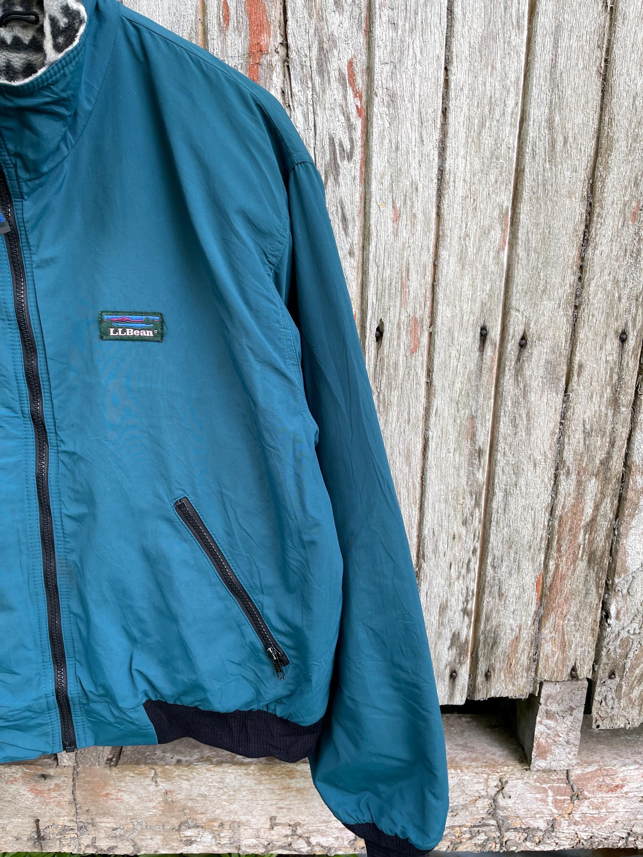 Vintage L.L. Bean Teal Warm-up Jacket – Fleece Lined 90s Outerwear