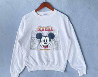 Vintage 90s Disney Mickey Mouse Cinema Sweatshirt White Pullover
