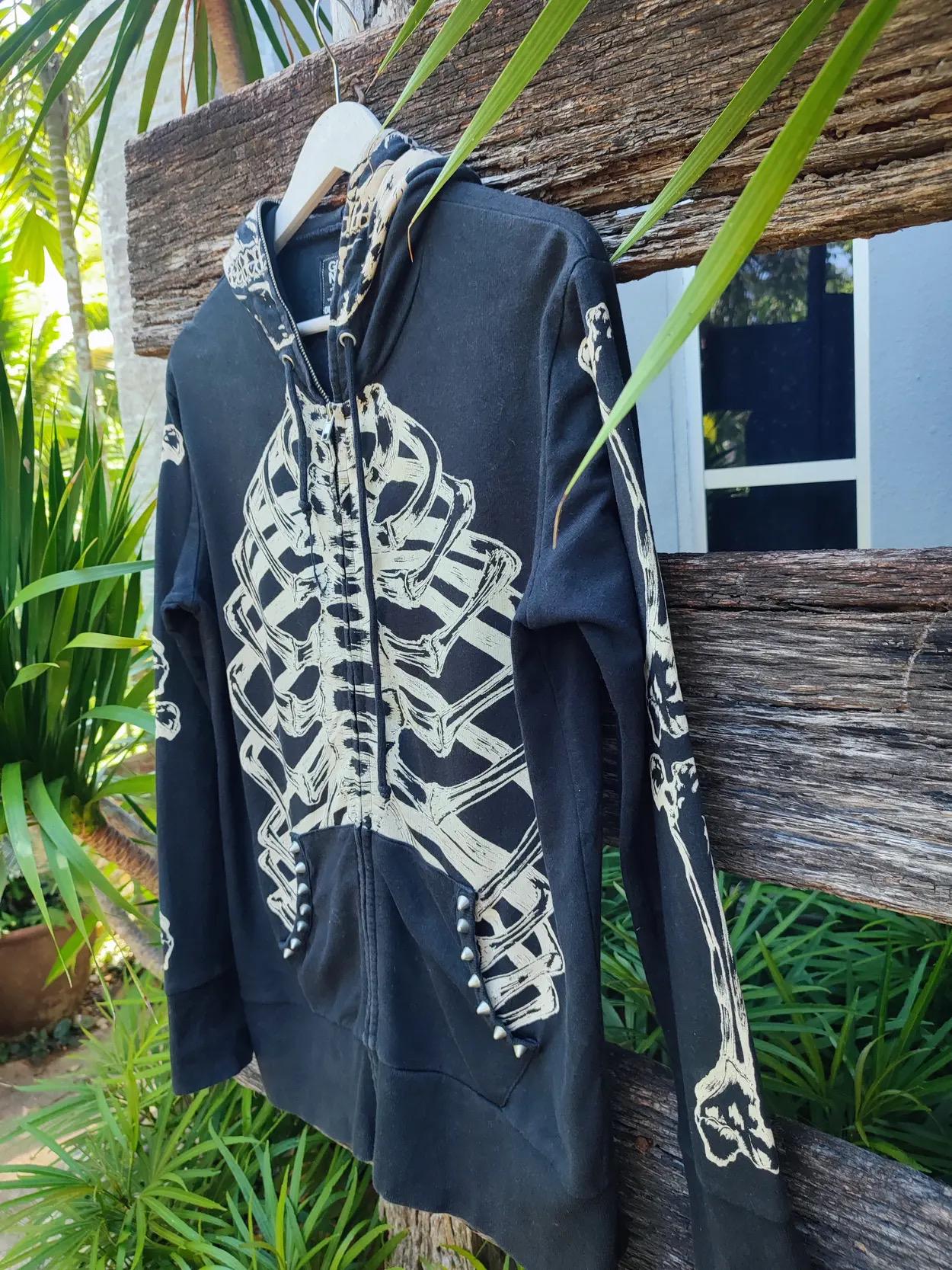 Glad News “x-ray Vision” Skeleton Full-zip Hoodie – Harajuku Punk