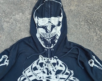 トップス ElCid GLADNEWS Rock skull hoodie Glad News “x-ray Vision” Skeleton Full-zip Hoodie – Harajuku Punk