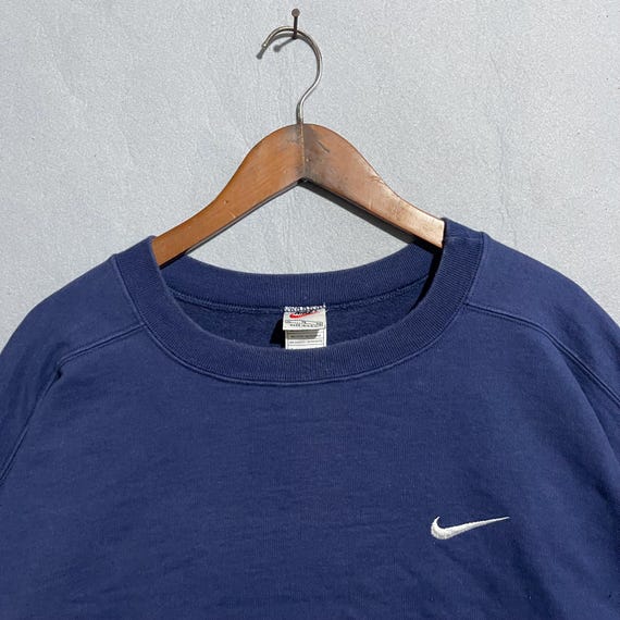 Vintage 90s Nike Small Swoosh Crewneck Sweatshirt (navy, Made in