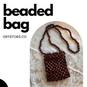 Handmade Wood Beaded Shoulder Bag: Unique Statement Handbag