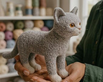 Britisch Kurzhaar Katze Amigurumi Häkelanleitung - Realistisches Spielzeug PDF Download