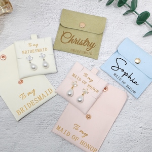 Personalized 18k Bridesmaid Earring Set,Luxury Bridesmaid Gif