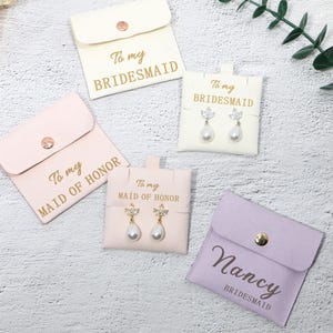 Bridesmaid Earrings 18k Gold Plated,Pearl Earrings,Maid of Honor Jewelry Bridesmaid Gifts Earrings,Bridesmaid Jewelry Pouch
