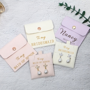 Bridesmaid Earrings 18k Gold Plated Bridesmaid Pearl Knot Earrings,Bridesmaid Gifts,Bridesmaid Jewelry Pouch,Pearl Earrings gift