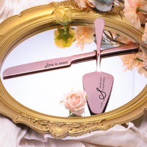 Personalized Wedding Cake Cutting Set: Engraved Knife & Server, Stainless Steel