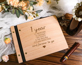 Personalized Wood 1st Anniversary Album: Custom Carved Photo Keepsake