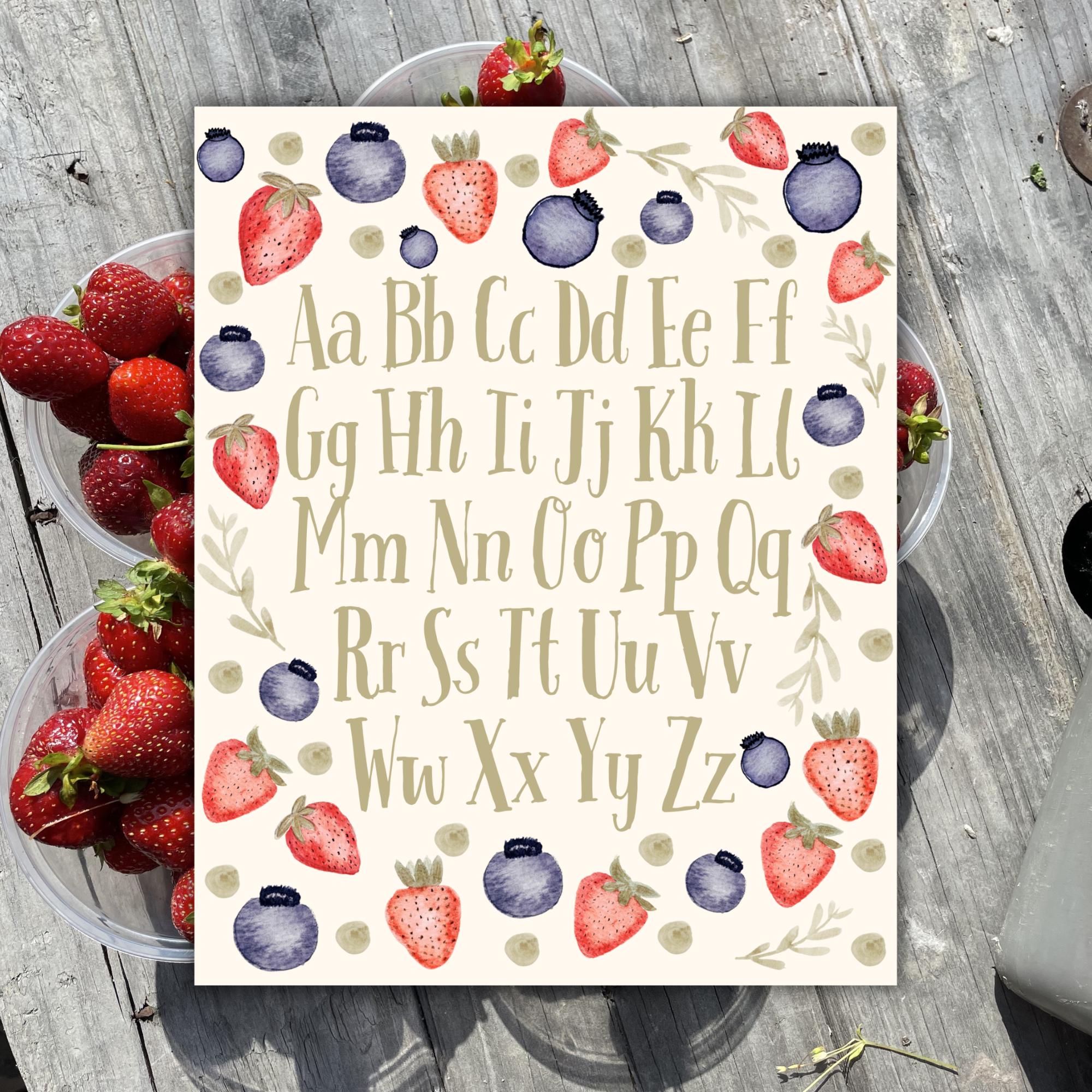 Berry Alphabet Poster | Watercolor ABC Wall Art | Nursery & Preschool ...