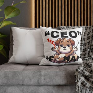 Funda de almohada con diseño de perro director ejecutivo/Decoración adorable para mascotas, ideal para dormir la siesta, regalo para amantes de los perros, decoración original para el dormitorio