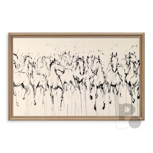 Galloping Herd of Horses, Abstract Western Print, Masculine Wall Art, Bedroom Wall Art over the Bed, Large Wall Art Oversized Horizontal