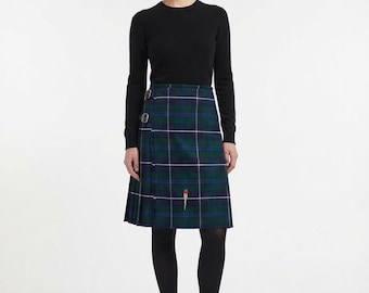 Women’s Douglas Green Tartan Kilt | Handmade Scottish Highland Style