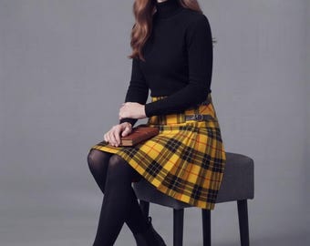 Women's MacLeod of Lewis Tartan Kilt, Scottish Plaid Mini Skirt, Gothic Fashion