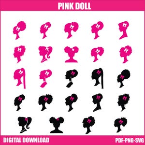 Zwarte prinses Svg, Fashion Doll Svg Png, gesneden bestanden voor Cricut en Silhouette, instant download,