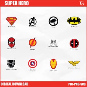 Superheld pictogrammen Svg, superheld pictogram Svg bundel, superheld pictogrammen logo, digitale stickers-digitale bundel
