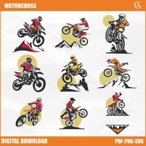 Motocross SVG Bundle | Dirt Bike Rider Clipart | Extreme Sport PNG SVG  Motorcycle Racing Digital Download for Cricut & Sublimation