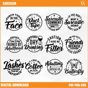 Sarcastic Quotes SVG Bundle: Funny Sarcasm Designs (Digital Download)