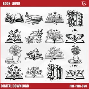 Spicy Book Lover SVG Bundle: Reading PNG, PDF (Digital Download)