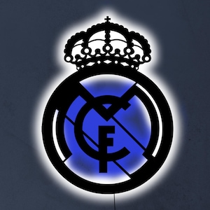 Real Madrid LED Wall Sign: Personalized Football Decor, Man Cave Lighting