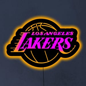 Los Angeles Lakers LED Sign: Personalized NBA Wall Art, Game Room Decor