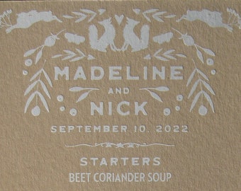 Mountain Wonders Custom Letterpress Wedding Menu