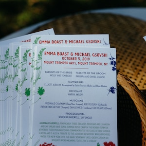 Modern Floral Wedding Program (menus and day-of signage also available)