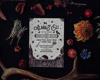 Autumn Night Letterpress Wedding Invitations