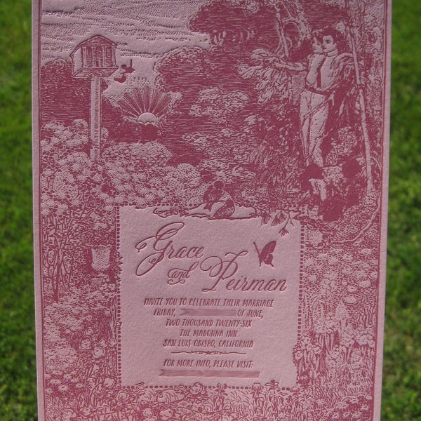Garden Romance Letterpress Wedding Invitations
