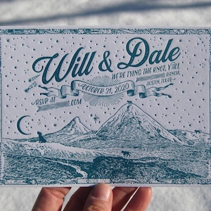 Wolves in the Mountains Letterpress Wedding Invitations