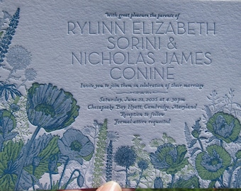 Wildflowers in Spring Letterpress Wedding Invitations