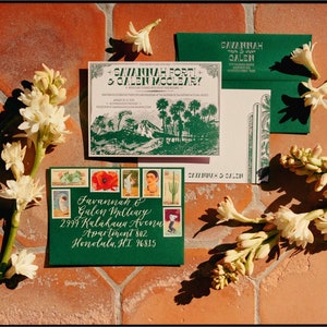 Vintage Mexico Letterpress Wedding Invitation Suite