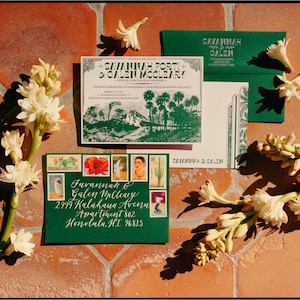 Vintage Mexico Letterpress Wedding Invitation Suite