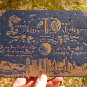 Philly Skyline Letterpress Wedding Invitations (customizable with your city)
