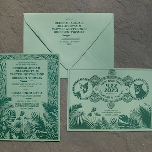 Ferns & Fronds Custom Letterpress Wedding Invitation Suite