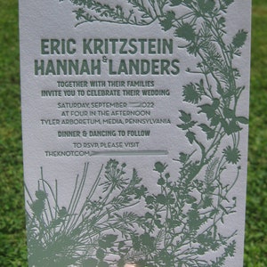 Modern Floral Letterpress Wedding Invitations
