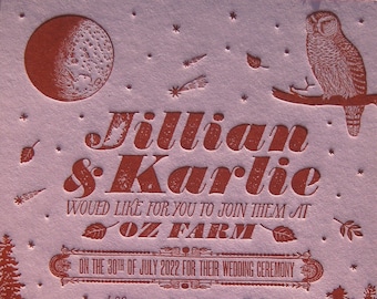 Simply Rustic with Custom Venue Letterpress Wedding Invitation Suite