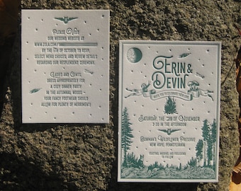 Simply Rustic Perfect Custom Letterpress Wedding Invitation Suite