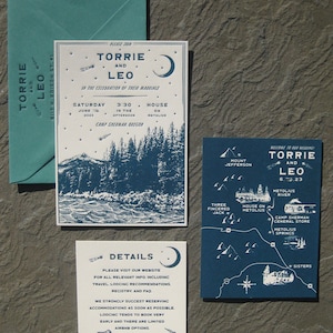 Coastal Camp Custom Letterpress Wedding Invitation Suite